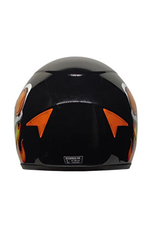 Motosiklet Çocuk Kaskı Full Face Pp Metreal Skull Black