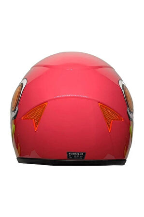 Motosiklet Çocuk Kaskı Full Face Pp Metreal Skull Pink