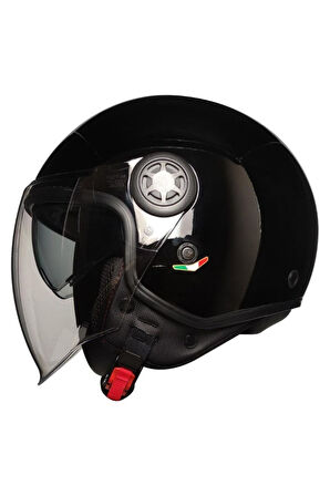 Motosiklet Yarım Kask Camlı Ce Onaylı Güneş Vizörlü Motor Kaskı Black