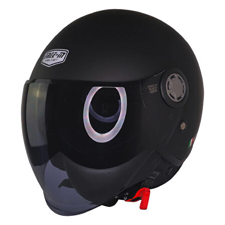 Motosiklet Yarım Kask Güneş Vizörlü ECE 22.06 Motor Kaskı Mat Black