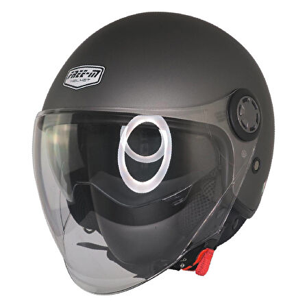 Motosiklet Yarım Kask Güneş Vizörlü ECE 22.06 Motor Kaskı Mat Grey