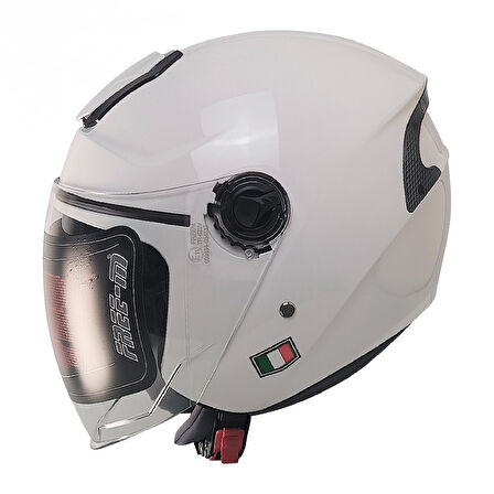  Motosiklet ve Bisiklet Kaskı Yarım Arka Reflektörlü Güneş Vizörlü Kask Beyaz 