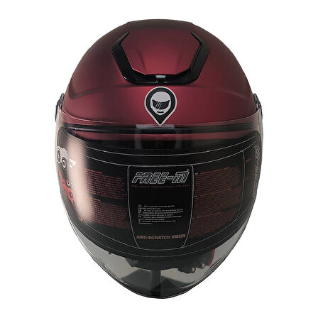  Motosiklet ve Bisiklet Kaskı Yarım Arka Reflektörlü Güneş Vizörlü Kask Mat Kırmızı 