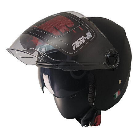  Motosiklet ve Bisiklet Kaskı Yarım Arka Reflektörlü Güneş Vizörlü Kask Mat Siyah 