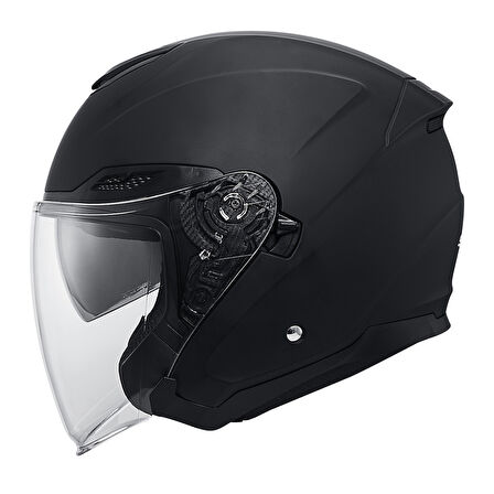 Motosiklet Yarım Açık Kask Güneş Vizörlü Motor Kask Mat Black