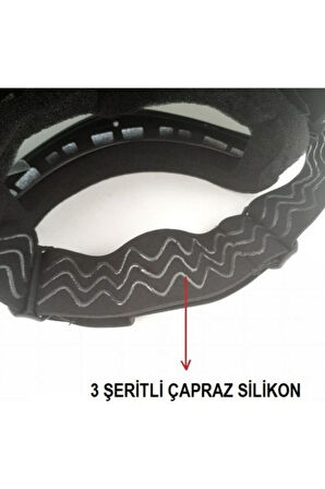 Cross Motosiklet Bisiklet Gözlüğü Açık Kask Maskesi Süngerli Bant Lastikli Jet Maske Siyah Camlı