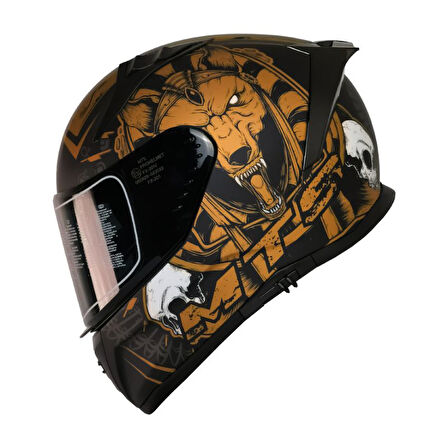 Motosiklet Kaskı Ece 22.R06 Sertifikalı Double Vizör Full Face Kask Anubis