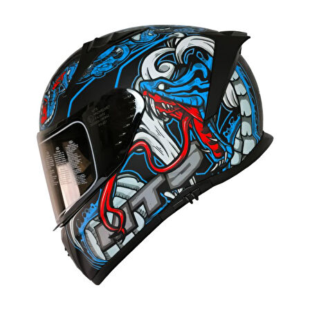 Motosiklet Kaskı Ece 22.R06 Sertifikalı Double Vizör Full Face Kask Myth Blue