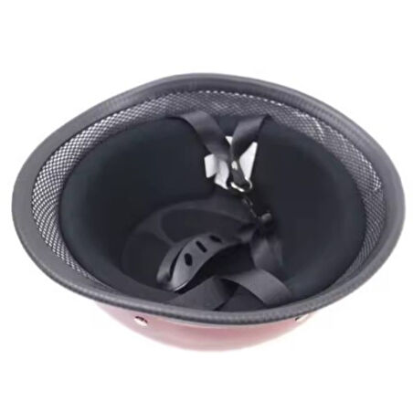 Motosiklet ve Bisiklet Yarım Kask Retro Gözlüklü Chopper Cruiser Kaskı Parlak Siyah