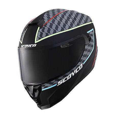 Motosiklet Double ve Güneş Vizörlü Full Face Kask Ce Motor Kaskı Lightning