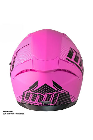 Motosiklet Kadın Kaskı 22.R06 Sertifika Güneş Vizörlü Fiber Kask Full Face Motor Kask Furchsia Lady