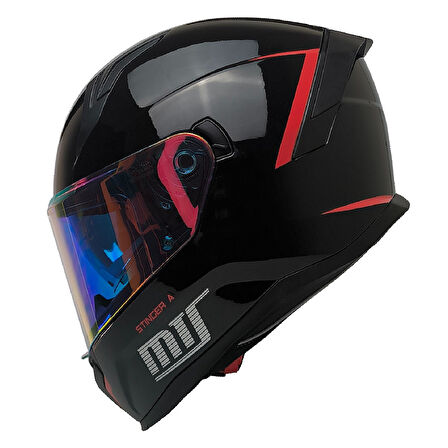 Motosiklet Kask Ece 22.R06 Güneş Vizörlü Full Face Motor Kaskı Stinger Siyah Yeni