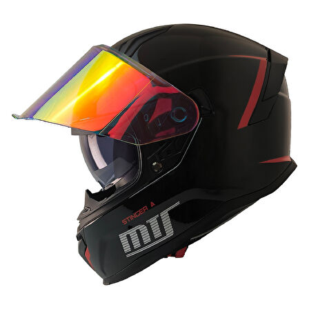 Motosiklet Kask Ece 22.R06 Güneş Vizörlü Full Face Motor Kaskı Stinger Siyah Yeni