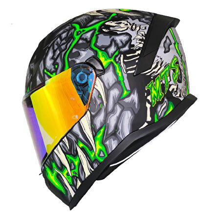 Motosiklet Kask Ece 22.R06 Güneş Vizörlü Full Face Motor Kaskı Skull Yeni