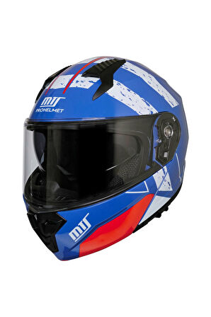 Motosiklet Çene Açılır Kask Güneş Vizörlü Ece 22.06 Sertifikalı Yeni Sezon Motor Kaskı V2 Blue