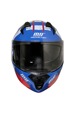 Motosiklet Çene Açılır Kask Güneş Vizörlü Ece 22.06 Sertifikalı Yeni Sezon Motor Kaskı V2 Blue