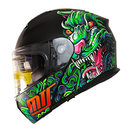 Motosiklet Çene Açılır Kask Güneş Vizörlü Ece 22.06 Sertifikalı New Motor Kaskı V2 Dragon