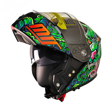 Motosiklet Çene Açılır Kask Güneş Vizörlü Ece 22.06 Sertifikalı New Motor Kaskı V2 Dragon