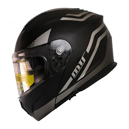 Motosiklet Çene Açılır Kask Güneş Vizörlü Ece 22.06 Sertifikalı New Motor Kaskı V2 WX20 Grey