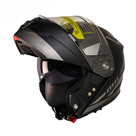 Motosiklet Çene Açılır Kask Güneş Vizörlü Ece 22.06 Sertifikalı New Motor Kaskı V2 WX20 Grey