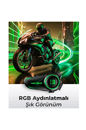 Motosiklet İntercom Seti 2 Kişi Bağlantılı Bluetooth V5.3 Rgb Kask Kulaklığı Yeni