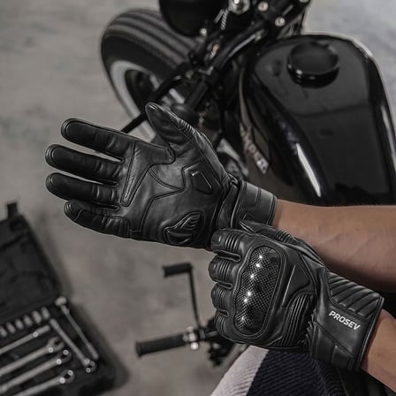 Motosiklet Eldiven Kışlık Deri Carbon Korumalı Telefon Dokunmatik Motorcu Eldiven