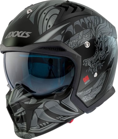 Motosiklet KaskI Hunter SV Oni B2 Matt Gray Sport Moduler Kask Off-Road