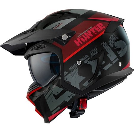 Motosiklet KaskI Hunter SV Block B5 Matt Fluor Red Sport Moduler Kask Off-Road