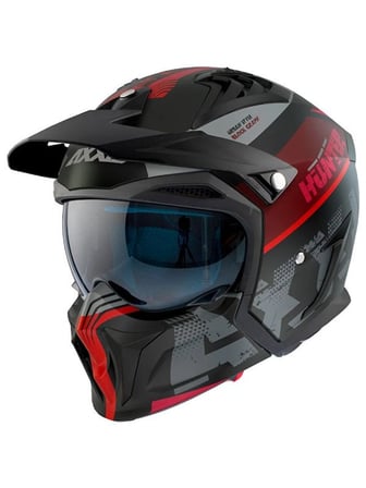 Motosiklet KaskI Hunter SV Block B5 Matt Fluor Red Sport Moduler Kask Off-Road