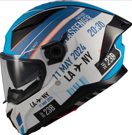 Motosiklet Kask Panther Passenger Parlak Mavi A7 Full Face Güneş Vizörlü ECE 22.06R Motor Kaskı
