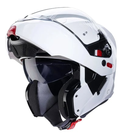 Motosiklet Kaskı Horus X Metal Beyaz Motor Çene Açılır Kask