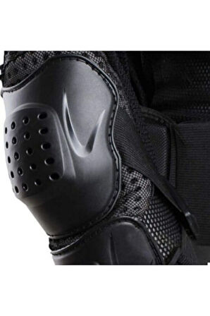 Siyah Body Armor Fileli Yazlık Full Koruma Omuz Sırt Dirsek Göğüs Karın Koruma Cross Motorcu Montu