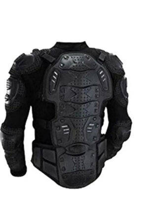 Siyah Body Armor Fileli Yazlık Full Koruma Omuz Sırt Dirsek Göğüs Karın Koruma Cross Motorcu Montu