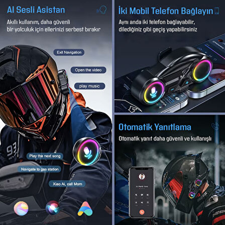 Motosiklet İntercom Seti Yeni Sürüm Bluetooth V6.0 Rgb Kask Kulaklık