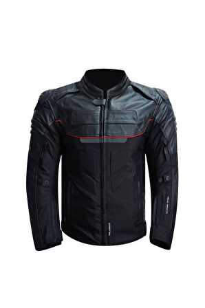 Motosiklet Kadın Montu 4 Mevsim Full Koruma Deri ve Maxdura 600-D Kumaş Women Motor Mont Leather V2