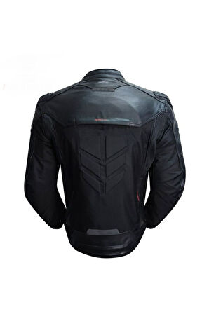 Motosiklet Kadın Montu 4 Mevsim Full Koruma Deri ve Maxdura 600-D Kumaş Women Motor Mont Leather V2