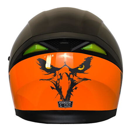Motosiklet Çene Açılır Kask Ece 22.06 Sertifika Güneş Vizörü Motor Kaskı Eagle Orange