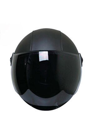 Motosiklet Yarım Deri Kask Siyah Vizör R22.06 Sertifika Fiber Material Black Leather Motor Kaskı