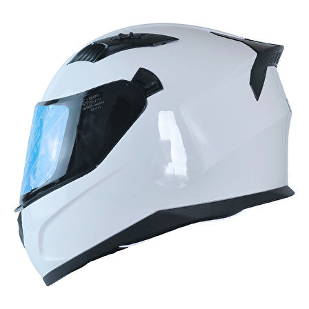 Motosiklet Kask Ece 22.R06 Double Vizörlü Full Face Motor Kaskı White