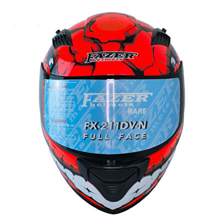Motosiklet Kask Ece 22.R06 Double Vizörlü Full Face Motor Kaskı Fantastic Red