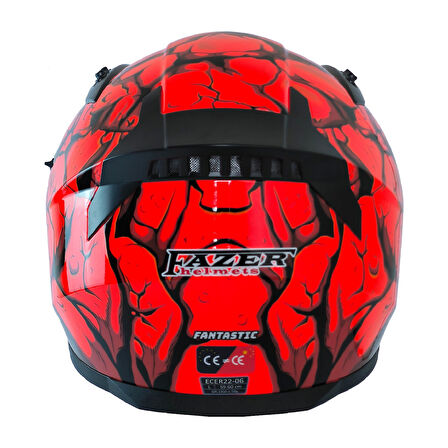 Motosiklet Kask Ece 22.R06 Double Vizörlü Full Face Motor Kaskı Fantastic Red