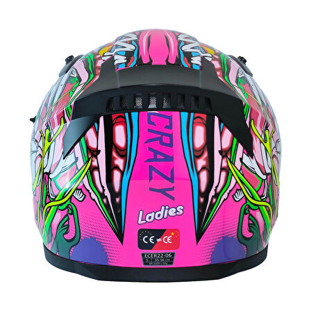 Motosiklet Kadın Kaskı Ece 22.R06 Double Vizörlü Full Face Motor Kask Haidi