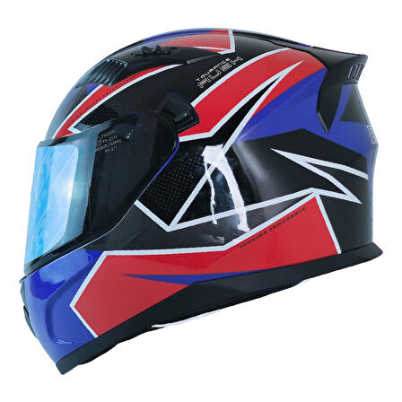 Motosiklet Kask Ece 22.R06 Double Vizörlü Full Face Motor Kaskı Rush
