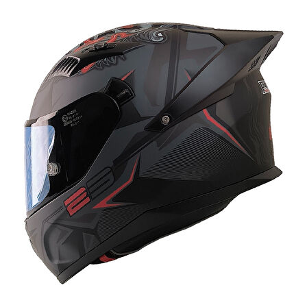 Motosiklet Kask Ece 22.R06 Double Vizörlü Full Face Spoiler Motor Kaskı Beast Black