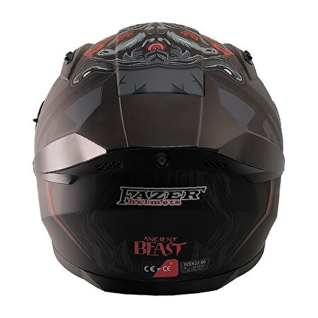 Motosiklet Kask Ece 22.R06 Double Vizörlü Full Face Spoiler Motor Kaskı Beast Black