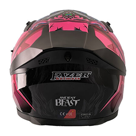 Motosiklet Kadın Kaskı Ece 22.R06 Double Vizörlü Full Face Motor Kask Beast Pink