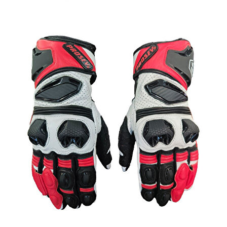 Motosiklet Eldiveni Racing Full Koruma Leather Motorcu Eldiven Kırmızı