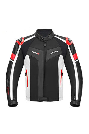 Motosiklet Montu Full Korumalı 4 Mevsim Pu Kaplamalı Deri Ve Maxdura Kumaş Motor Mont Red