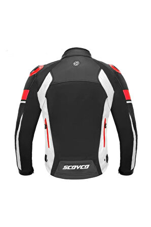 Motosiklet Montu Full Korumalı 4 Mevsim Pu Kaplamalı Deri Ve Maxdura Kumaş Motor Mont Red