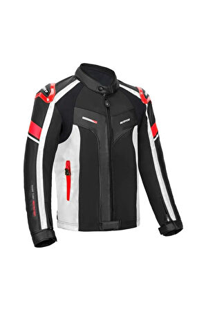 Motosiklet Montu Full Korumalı 4 Mevsim Pu Kaplamalı Deri Ve Maxdura Kumaş Motor Mont Red